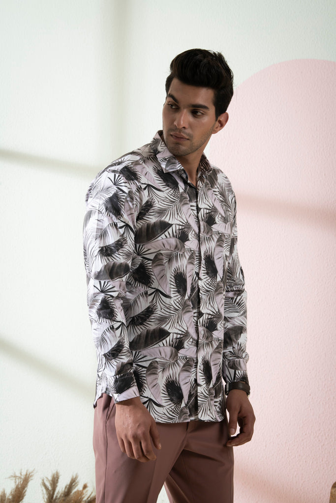 Men's Black Color Branche Full Sleeves Shirt