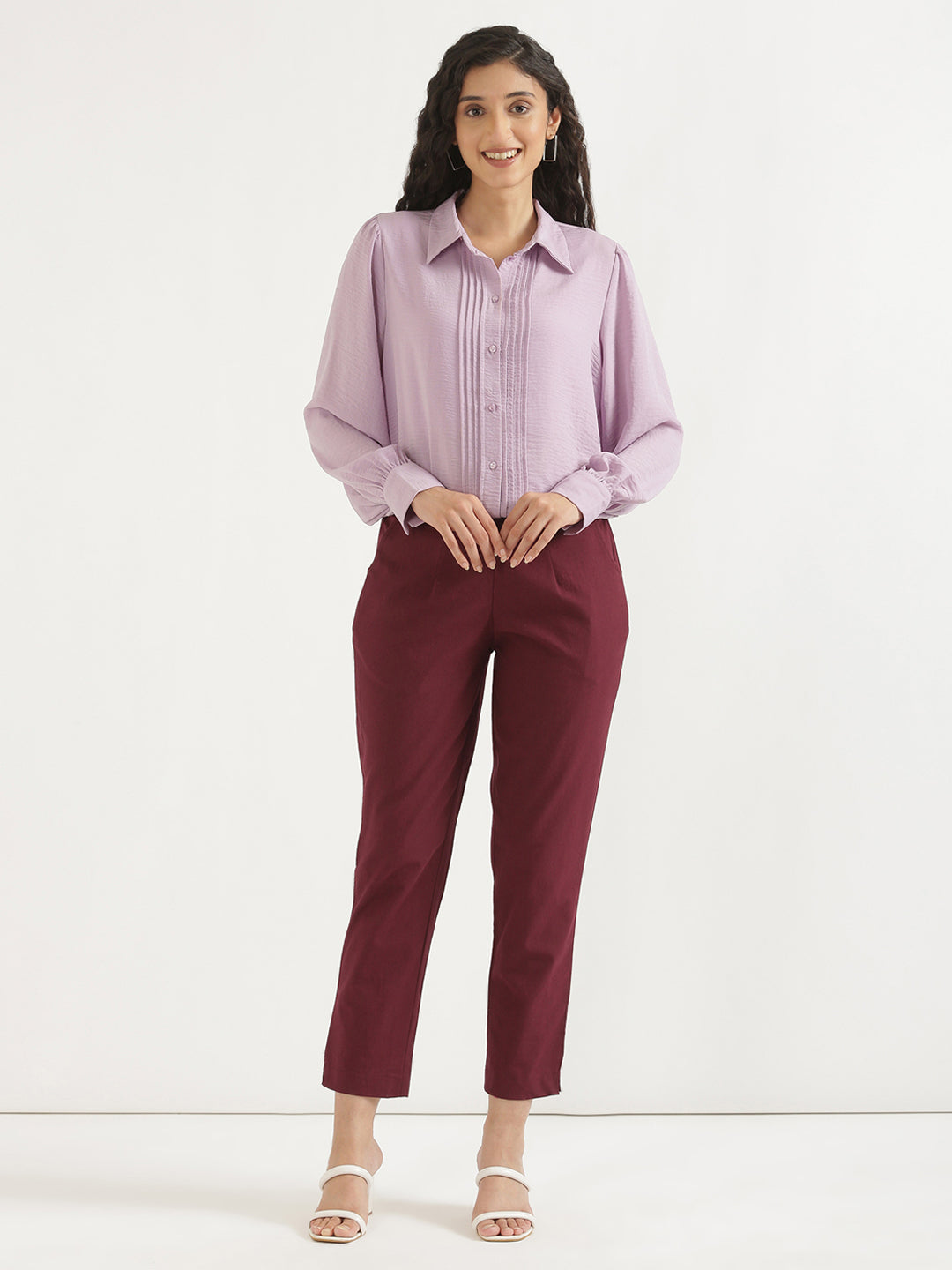 Women's 100% Cotton Everyday Wear Cotton Maroon Trouser
