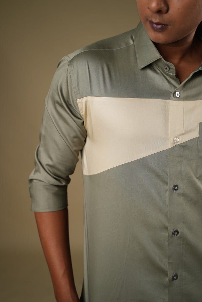 Men's Olive Beige Color Olam Beige Shirt Full Sleeves Casual Shirt