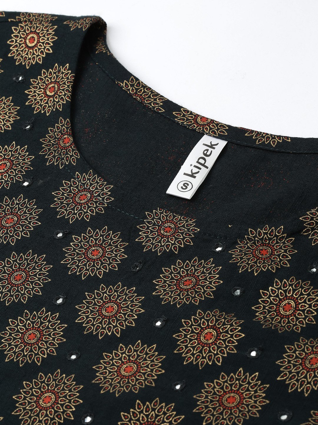 Women's Black & Golden Rayon Anarkali Kurta by Kip