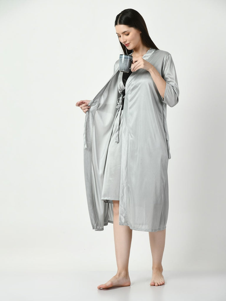 Women's Satin Grey Nightdress