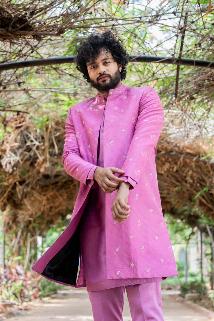 Men's Purple Color Indo-Western Suit Set