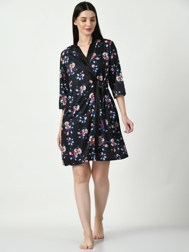 Women's Satin Black Nightdress