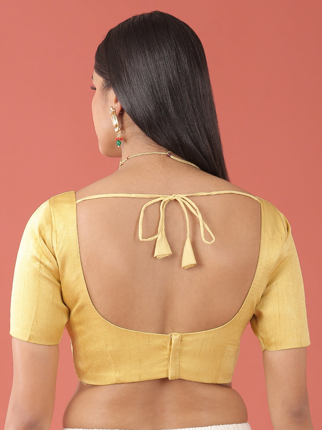 Women's Lemon Yellow-Toned Pure Silk Plain Readymade Blouse - Royal Dwells