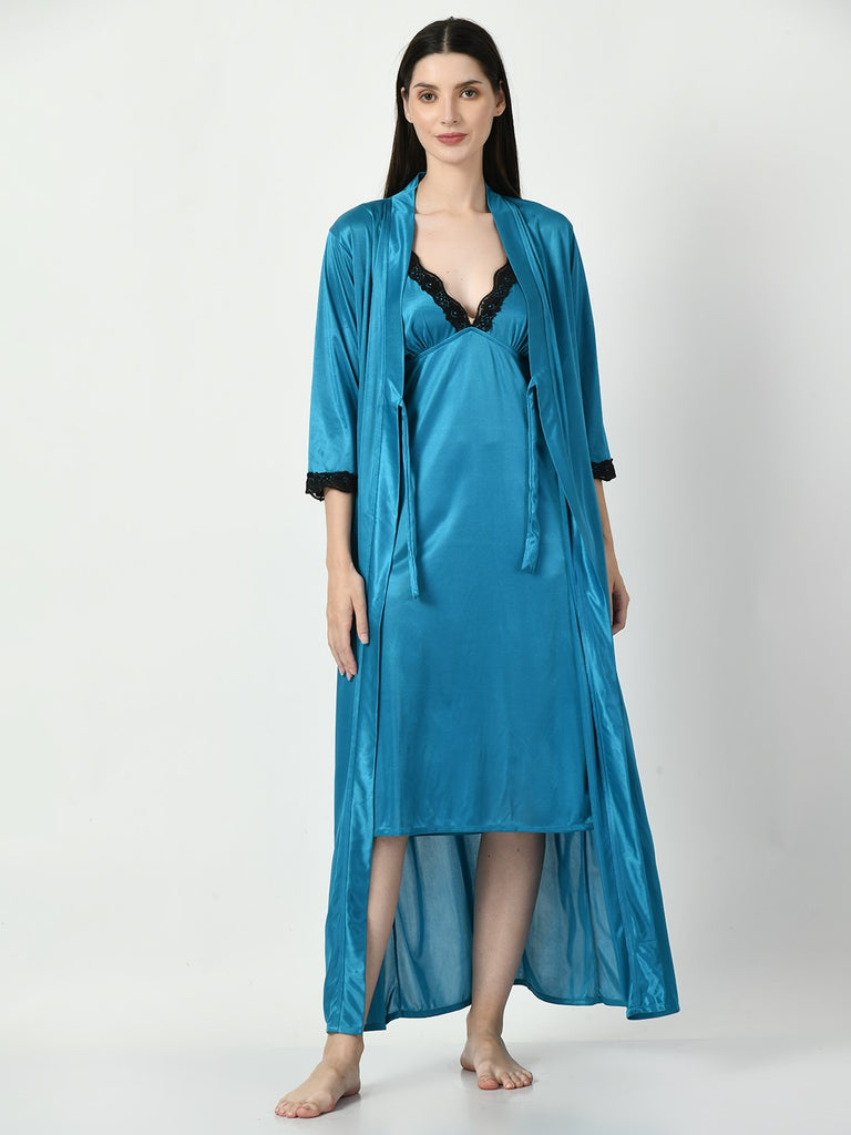 Women's Satin Blue Nightdress
