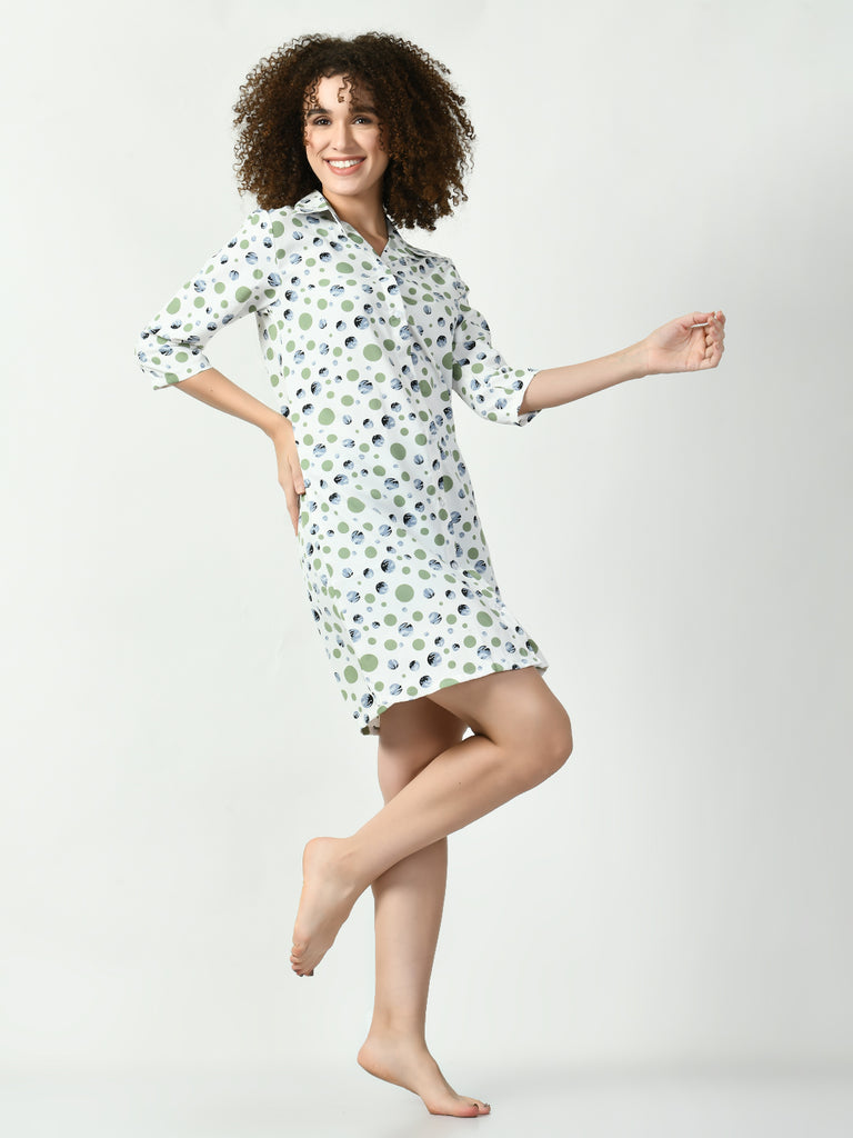 Women's Georgette Green Nightdress
