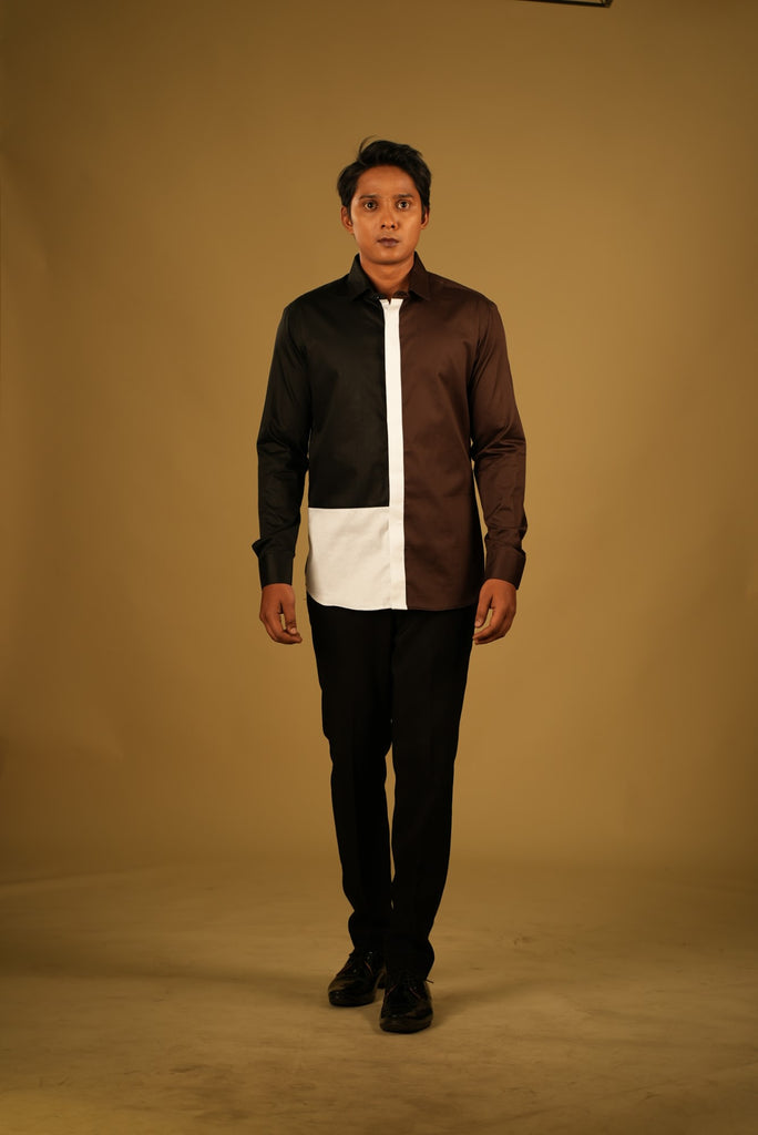 Men's Brown, Black & White Color One Trizy Shirt Full Sleeves Casual Shirt