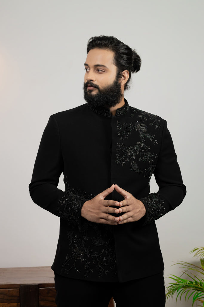 Men's Black Color Bandhgala Suit