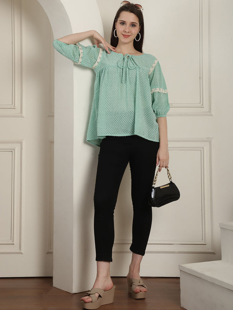 Women's Green Peplum Women's Top