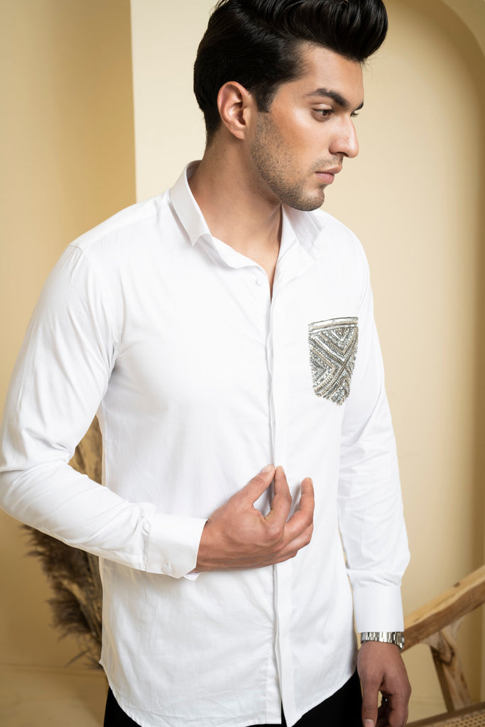 Men's White Color Elnor Full Sleeves Shirt
