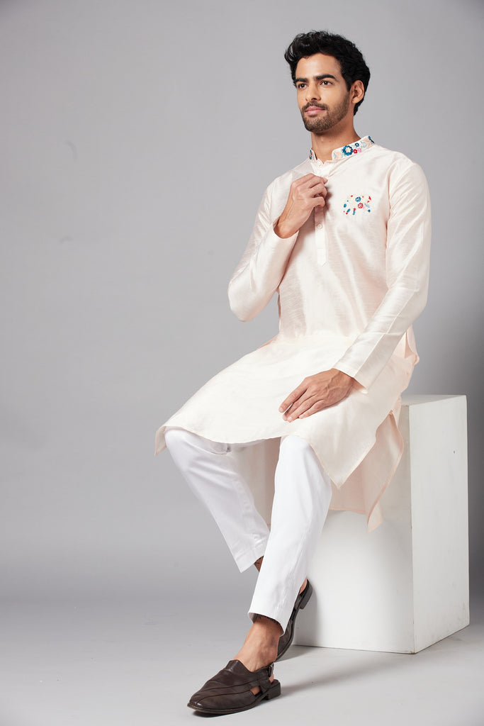 Men's Cream Color Gajanan Basik Kurta Cotton