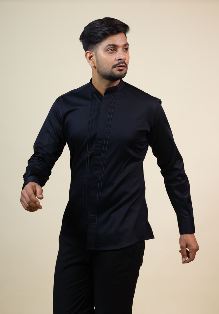 Men's Black Color Dirdum Black Designer Shirt Full Sleeves Casual Shirt