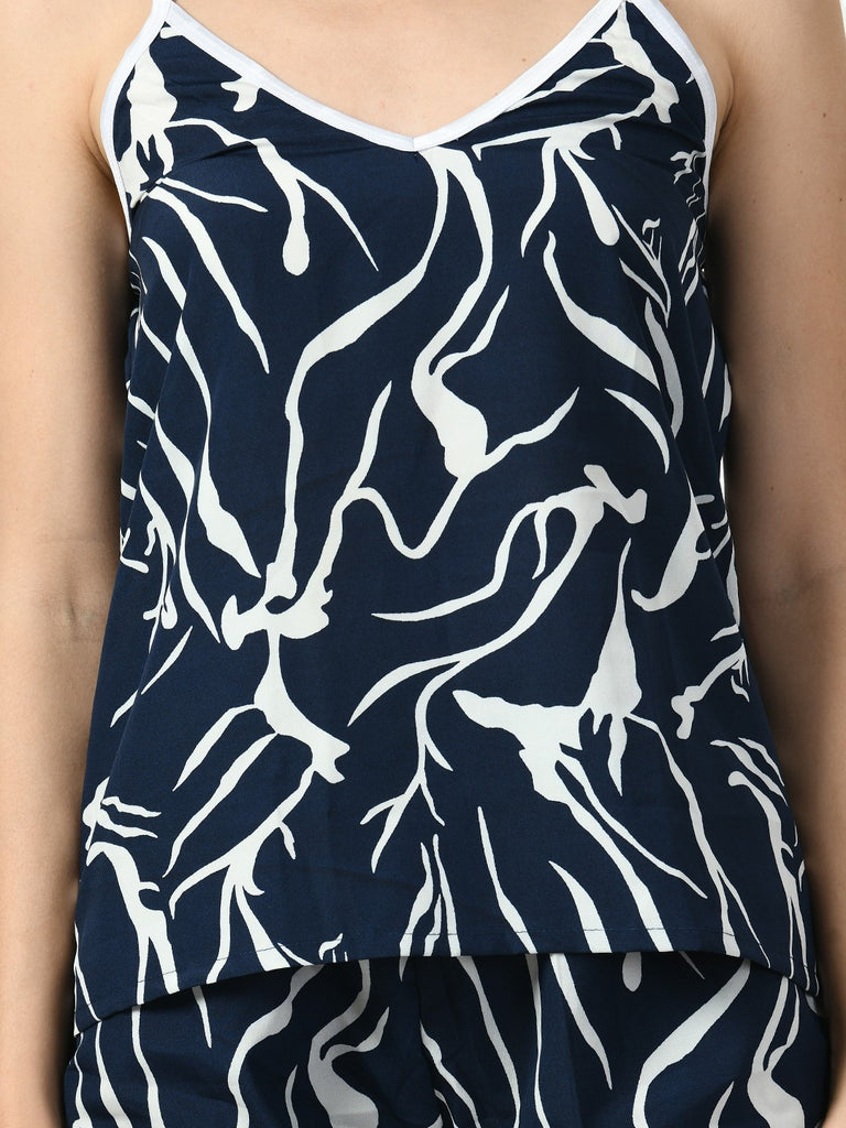 Women's Satin Navy Blue Nightdress
