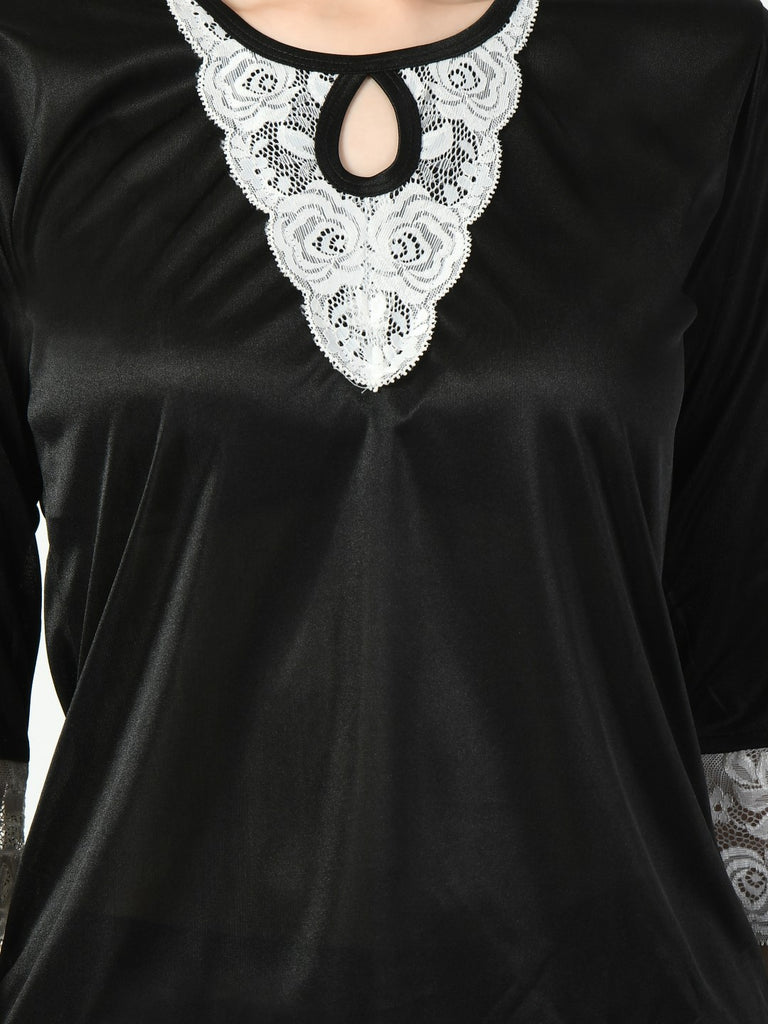 Women's Satin Black Nightdress