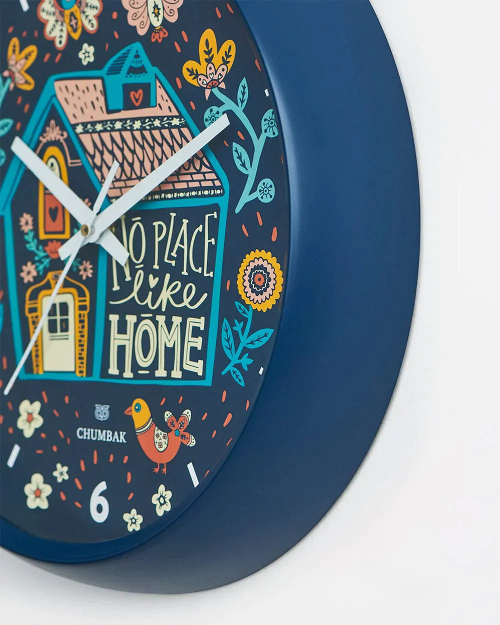 Chumbak No Place Like Home Wall Clock - Navy Blue Rim - Chumbak