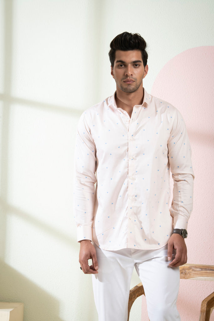 Men's Peach Color Naturist Full Sleeves Shirt