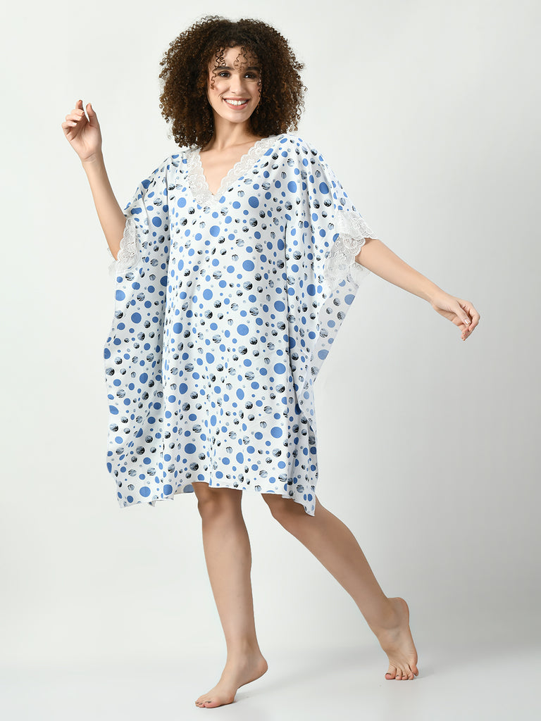 Women's Viscose Rayon Blue Nightdress