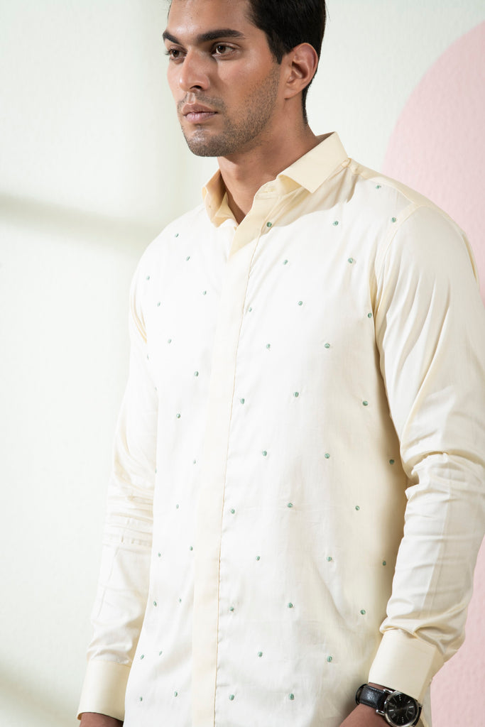Men's Beige Color Oat Full Sleeves Shirt