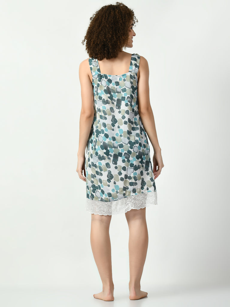 Women's Viscose Rayon Sea Green Nightdress