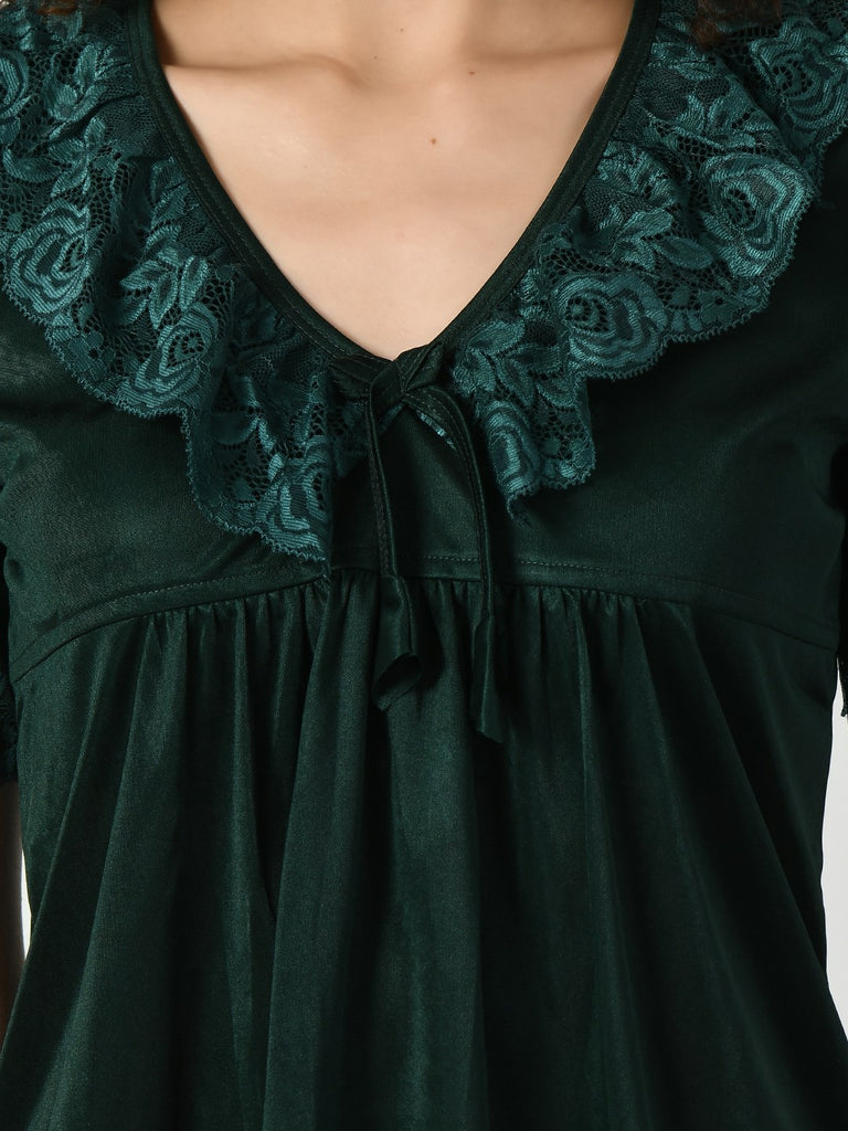 Women's Satin Green Nightdress