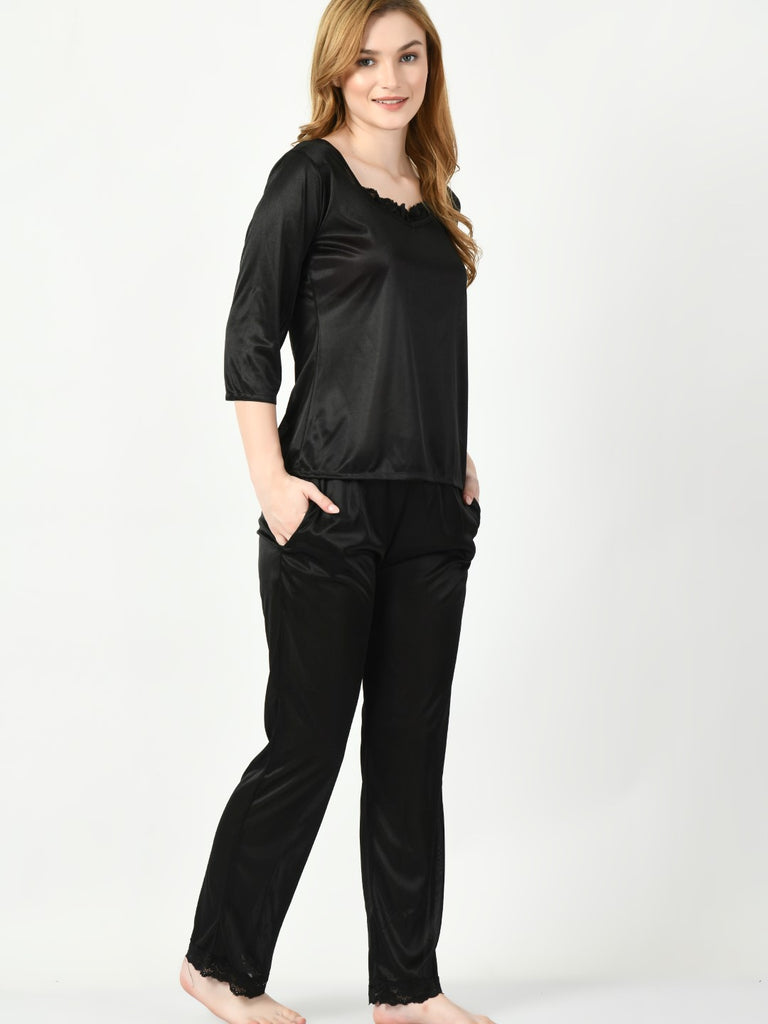 Women's Satin Black Nightdress