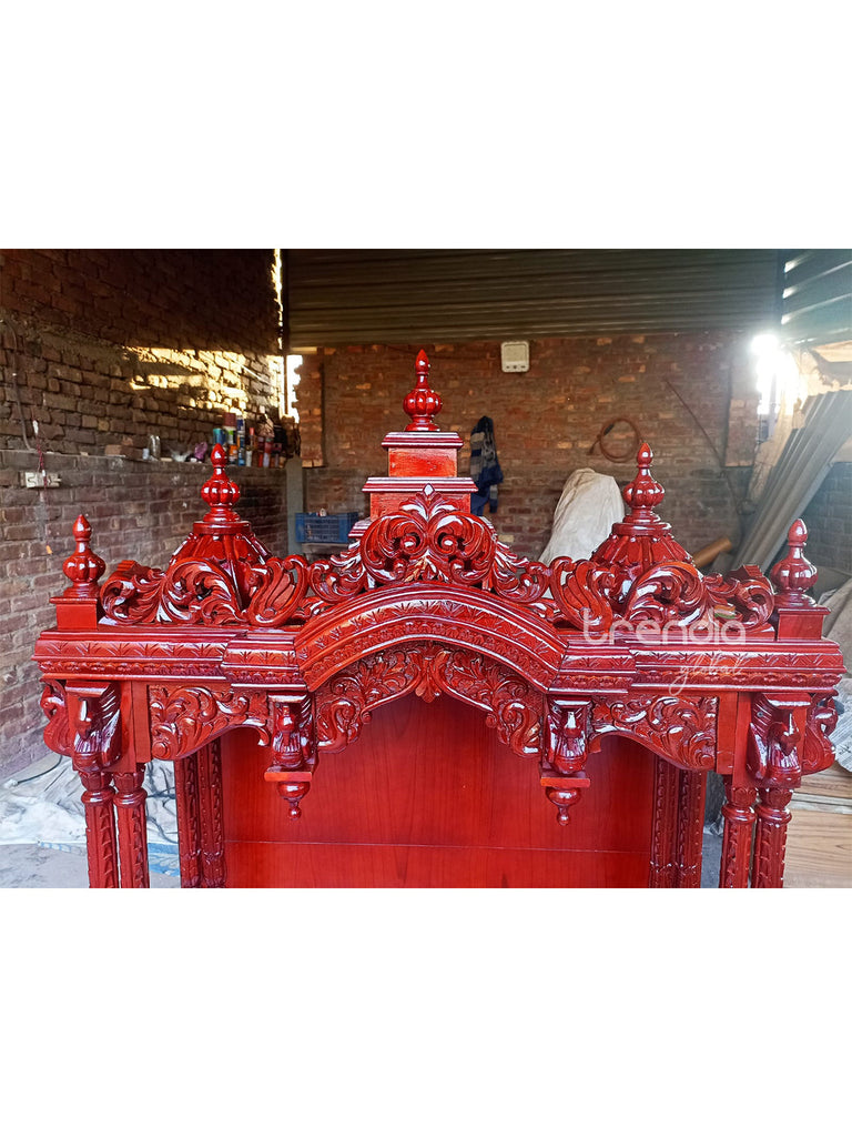 Hand-Carved Pure Teak Wood Pooja Mandir for Home