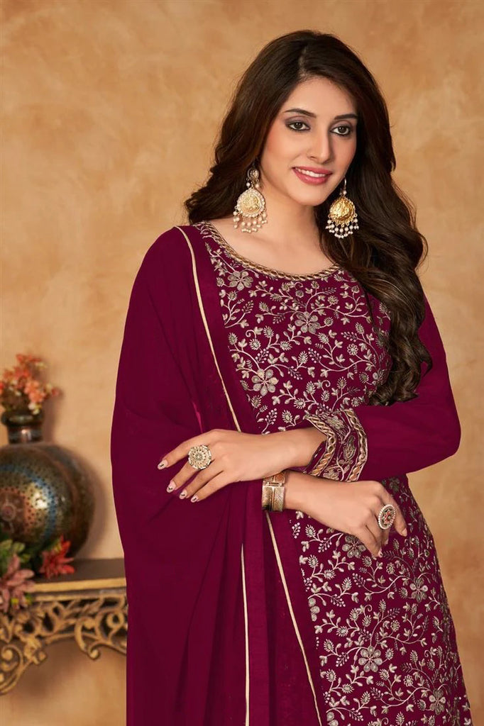 Women's Ethnic  Wear Embroidery Pakistani Style Kurta Sharara And Dupatta