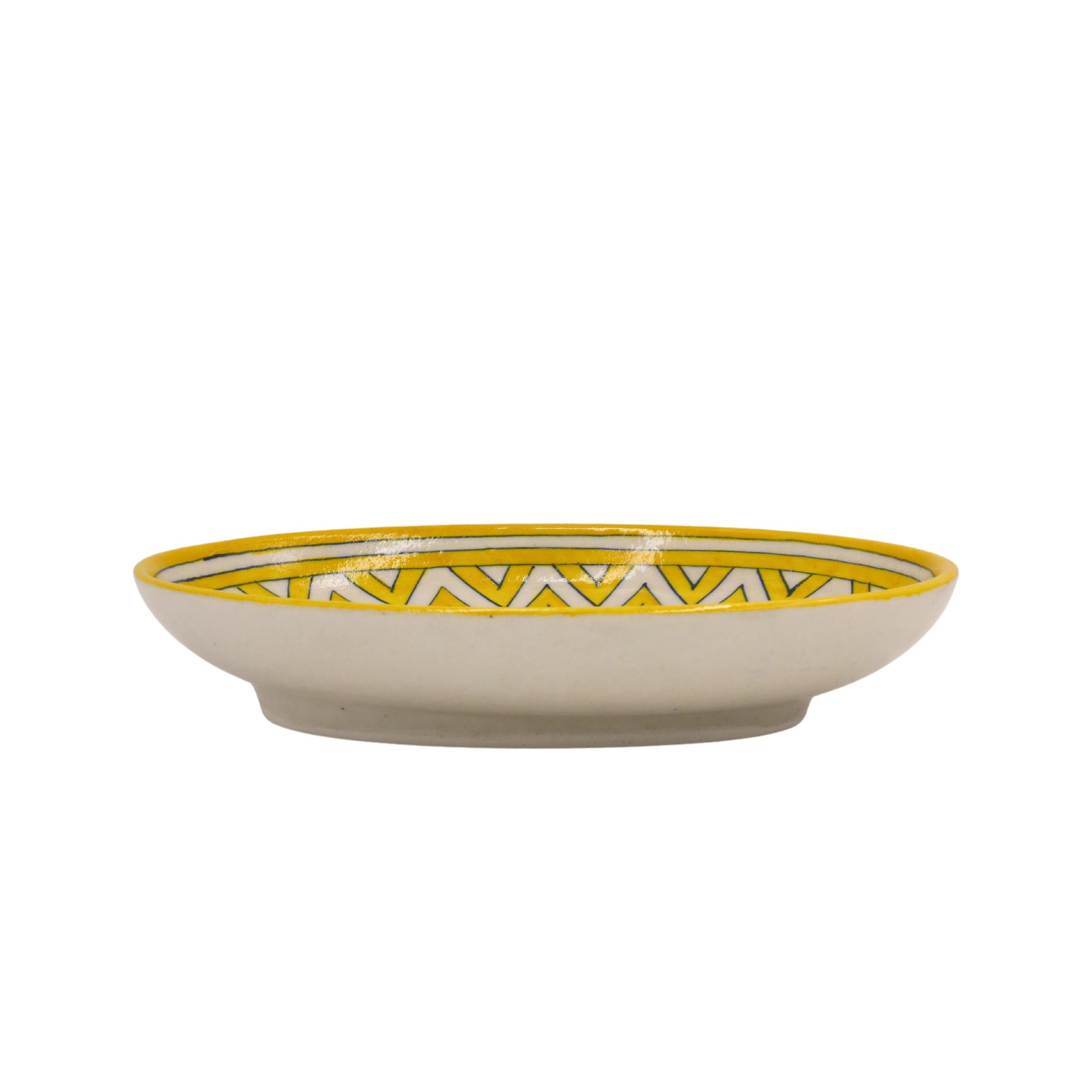 Blue Pottery Oval Plate  Decorative  - Yellow - Natriel