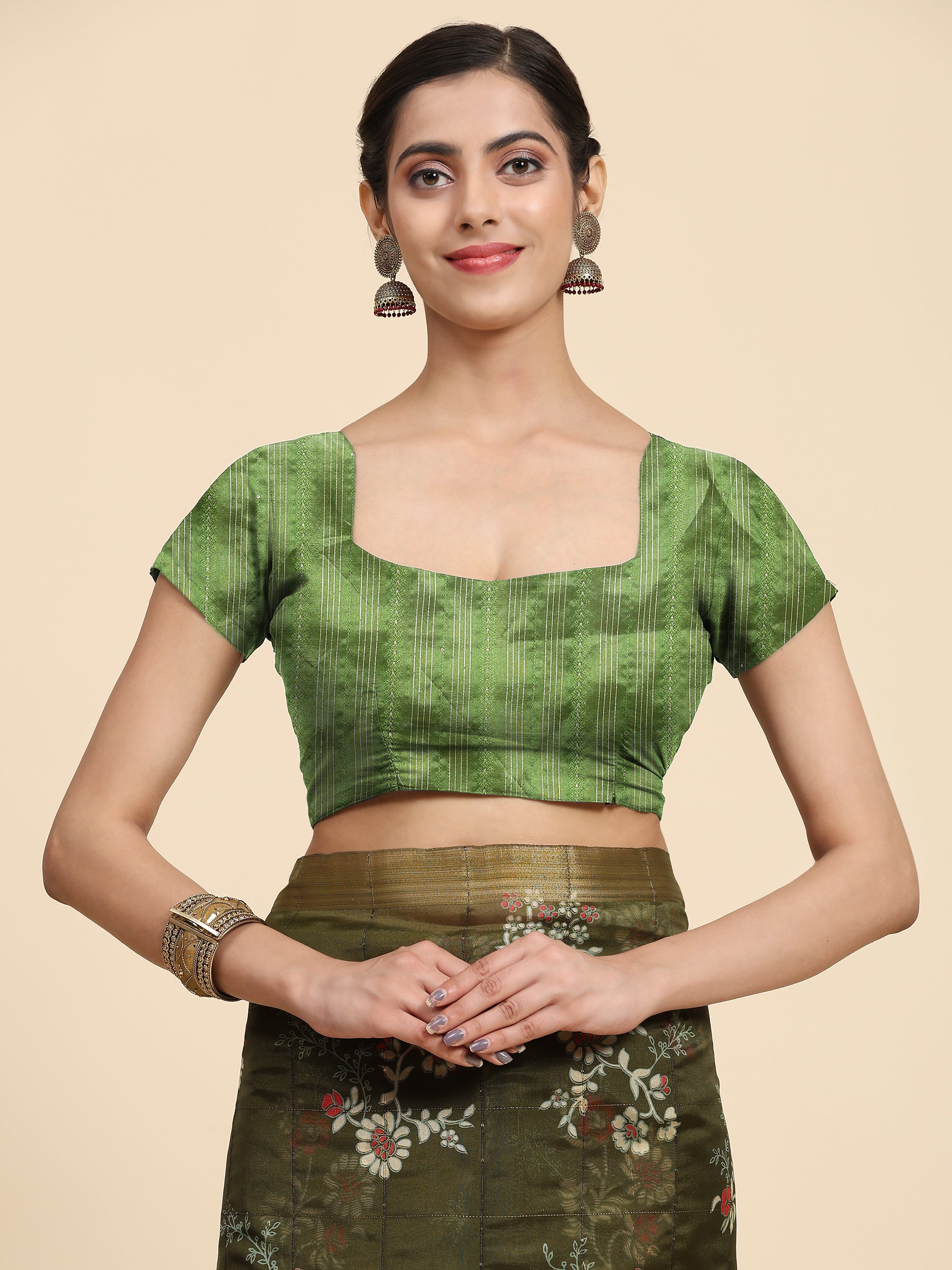 Women's Green Summer Wear Linen Cotton Saree - Vamsee