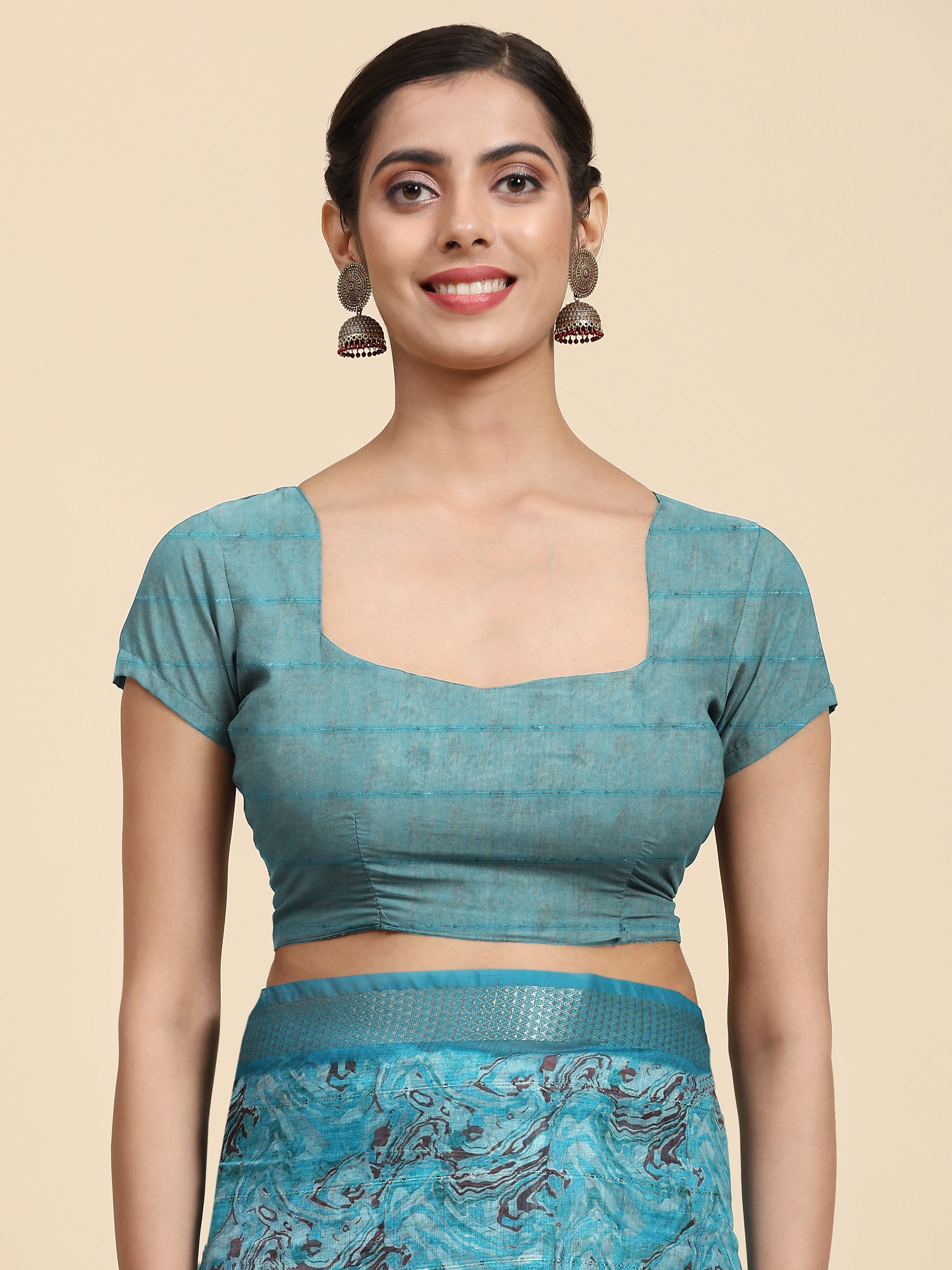 Women's Blue Summer Wear Linen Cotton Saree - Vamsee
