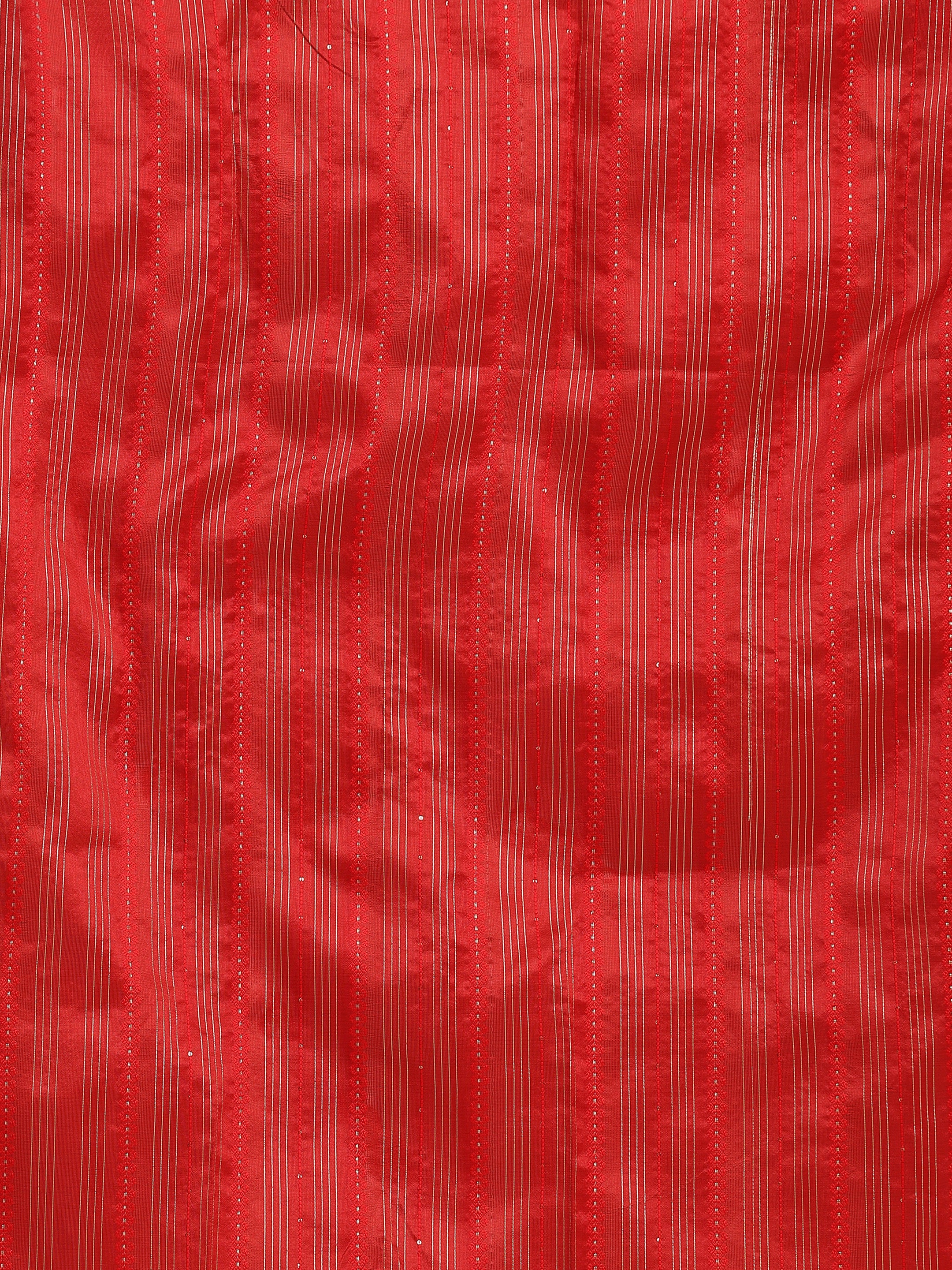 Women's Red Summer Wear Linen Cotton Saree - Vamsee