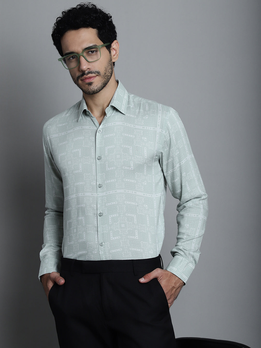 Men's Geometric Printed Formal Shirts - Taantav