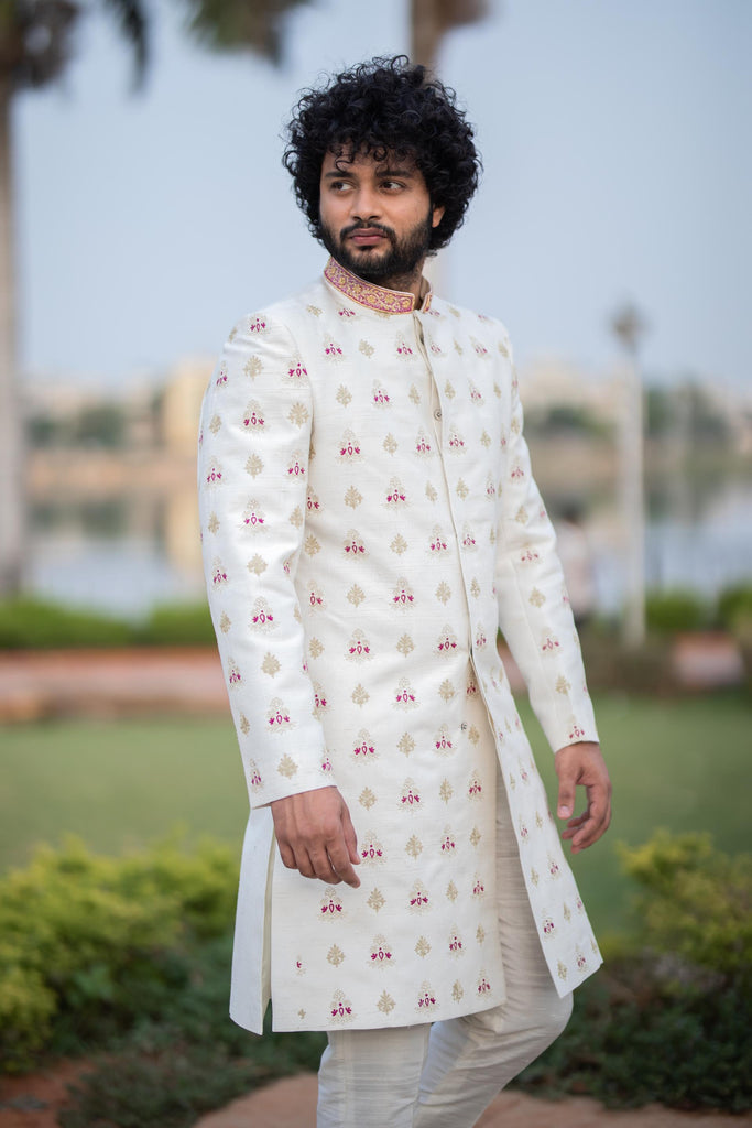 Men's Irenic White Sherwani Set