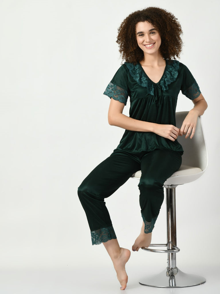 Women's Satin Green Nightdress