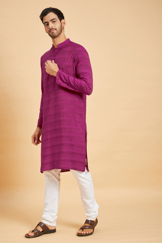 Men's Purple Color Amaranth Basik Kurta Jacquard