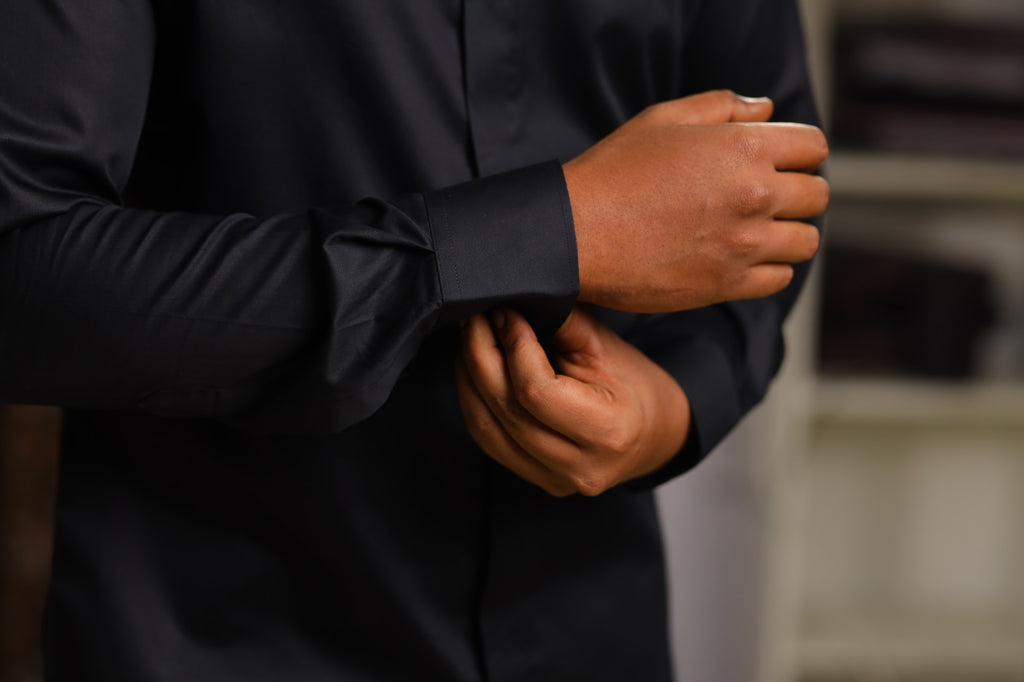 Men's Black Color Black Vague Full Sleeves Casual Shirt