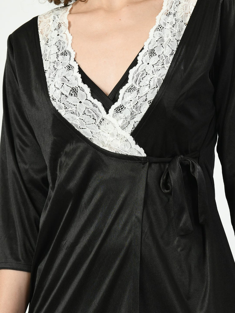 Women's Satin Black Nightdress