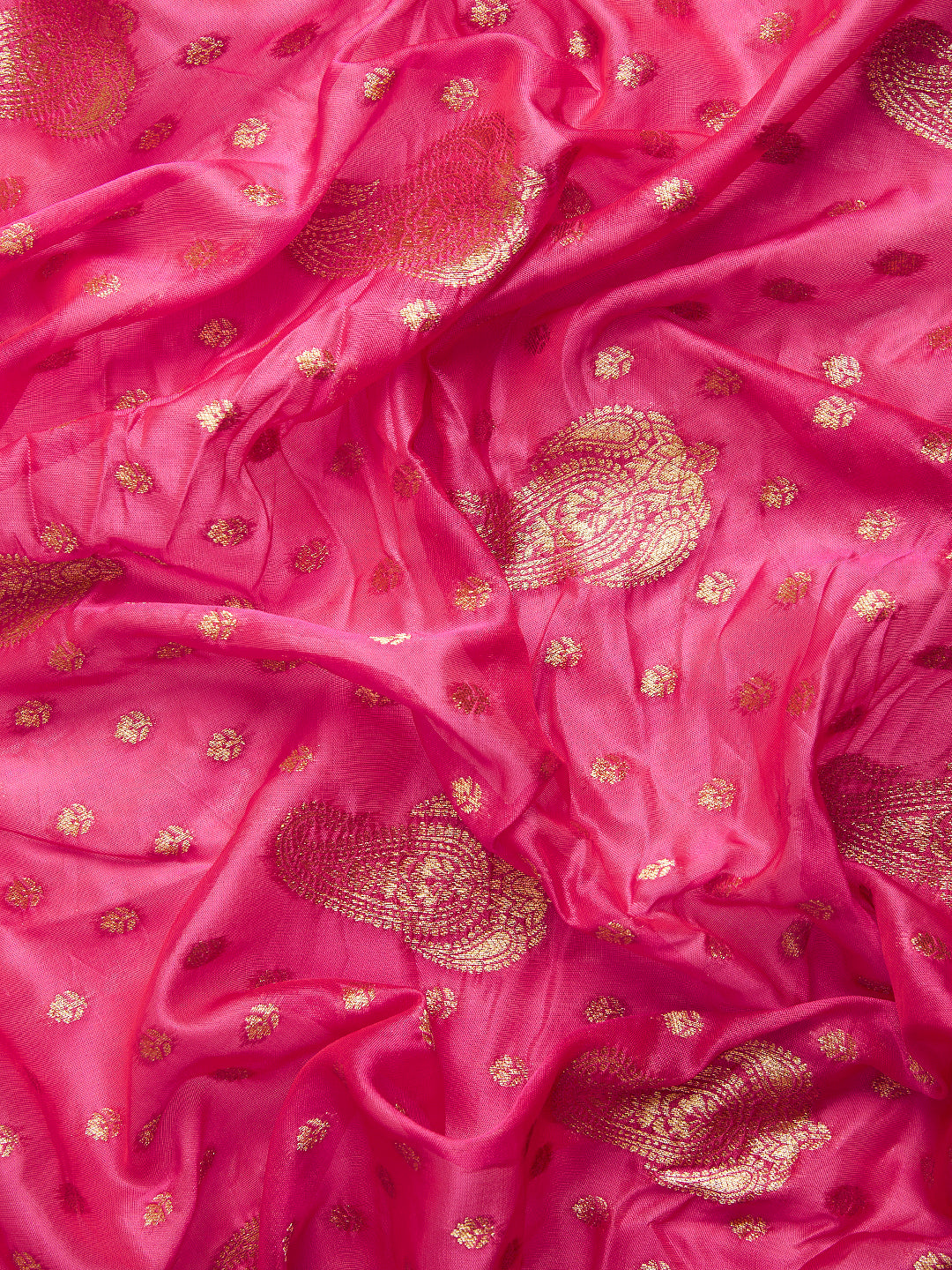 Women's Pink & Gold Cotton Silk Paisley Zari With Beautiful Ethnic Motifs Banarasi Saree - Royal Dwells