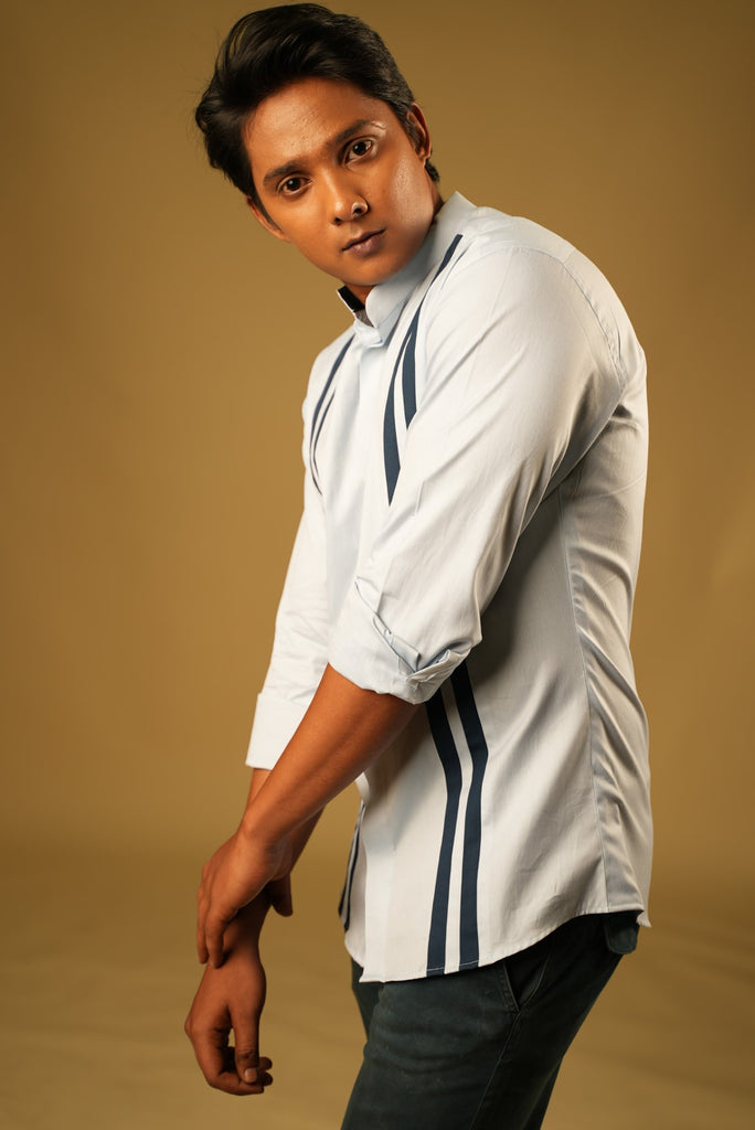 Men's Blue Color Blue Lina Shirt Full Sleeves Casual Shirt