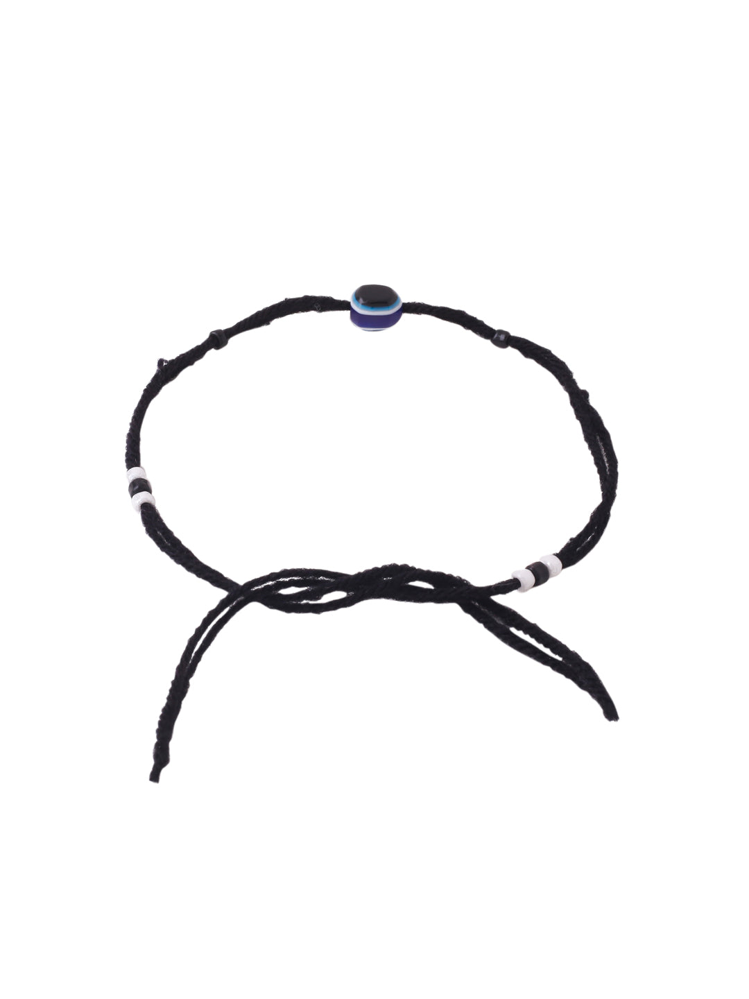 Women's Set Of 2 Evil Eye Adjustable Black Anklets