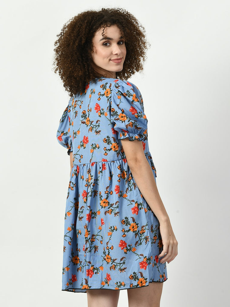 Women's Viscose Rayon Blue Nightdress