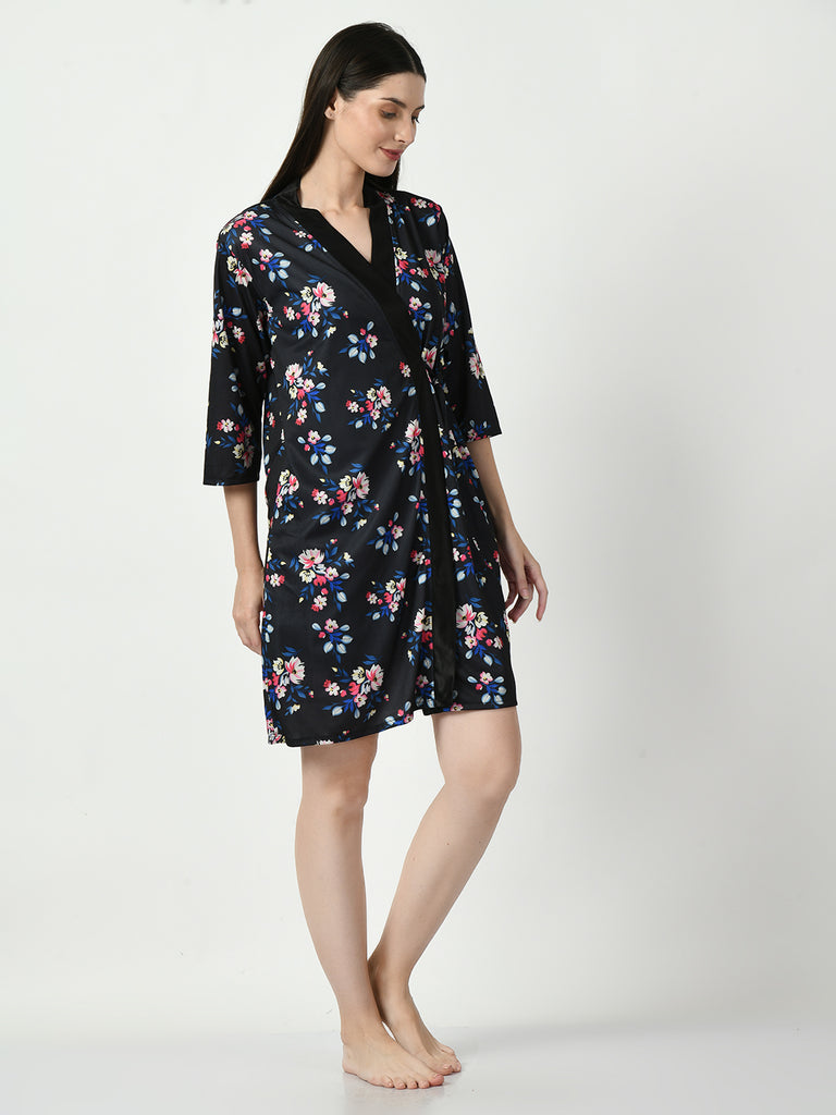 Women's Satin Black Nightdress