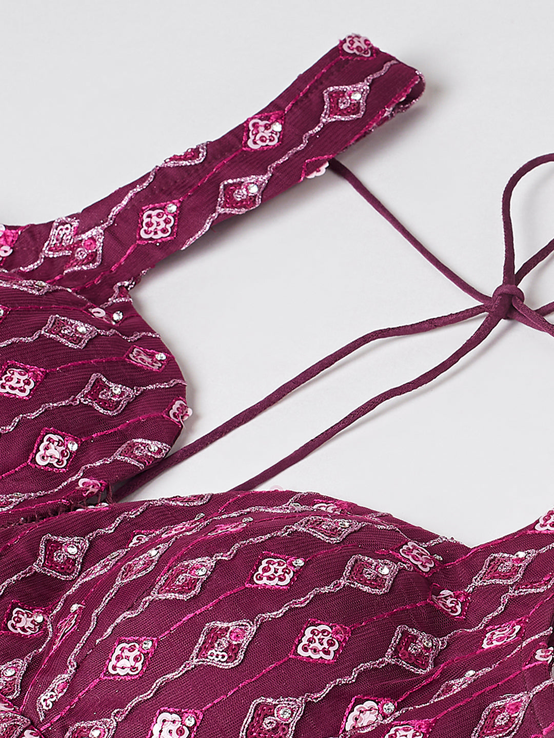 Women 's Burgundy Net heavy Sequinse embroidery Ready to Wear Lehenga choli & Dupatta - Royal Dwells