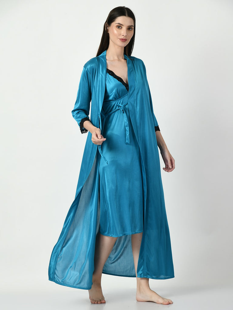 Women's Satin Blue Nightdress