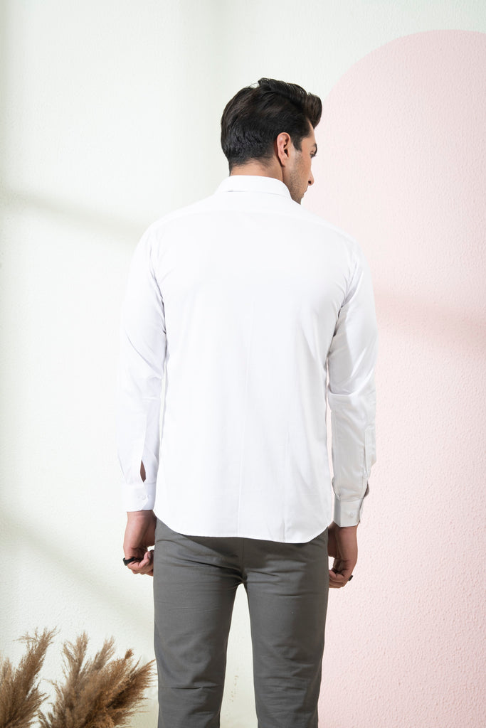 Men's White Color Stan Full Sleeves Shirt