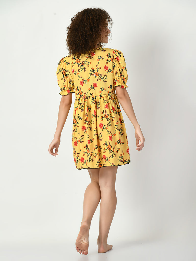 Women's Silk Yellow Nightdress