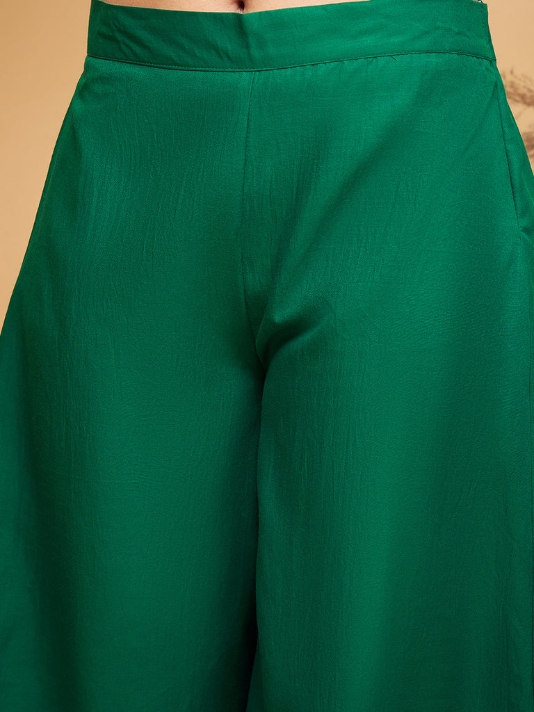 Women's Forest Green Short Kurta Palazzo Set