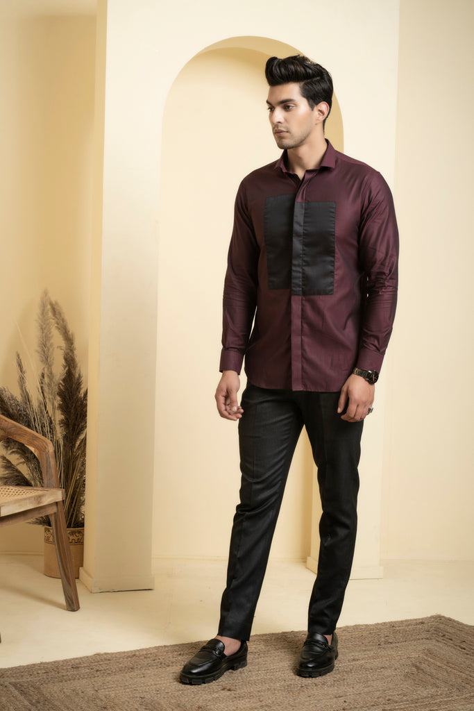 Men's Burgundy Color Maroono Full Sleeves Shirt