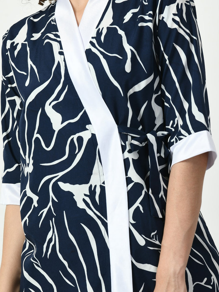 Women's Satin Navy Blue Nightdress