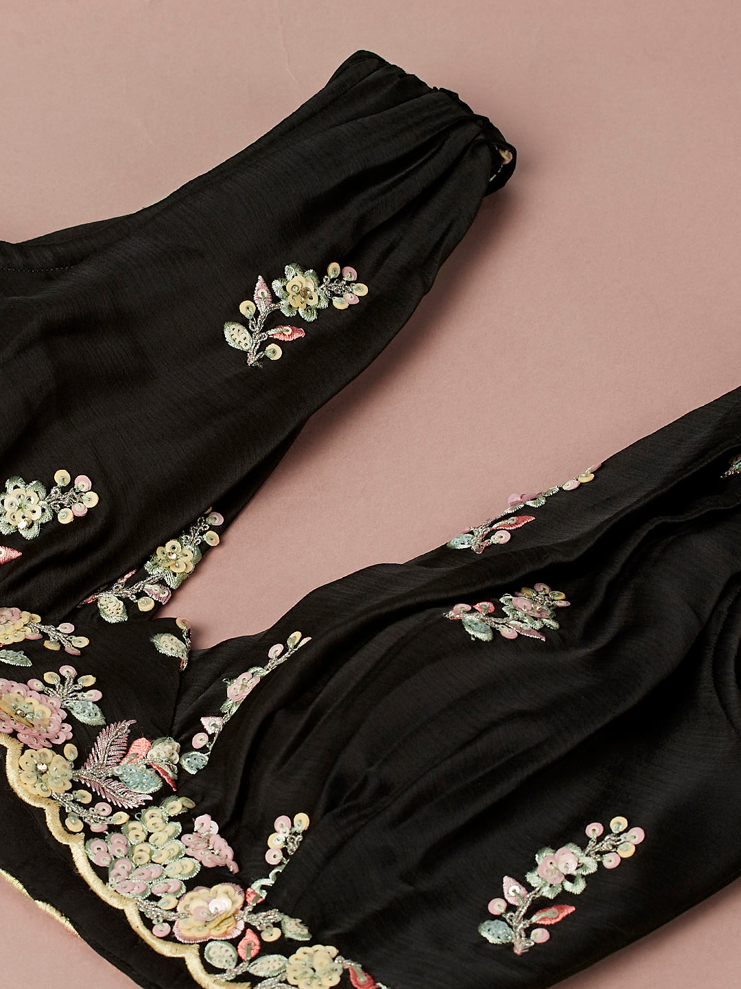 Women's Black Georgette Sequins With Zarkan Embroidery Ready To Wear  Lehenga Choli & Dupatta - Royal Dwells